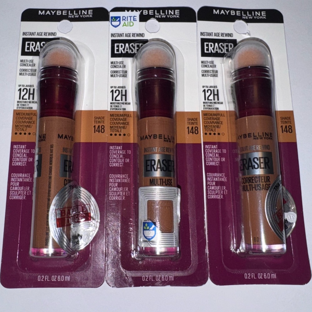 X3 Maybelline Instant Age Rewind ERASER Concealer - New in Package - Shade 148
